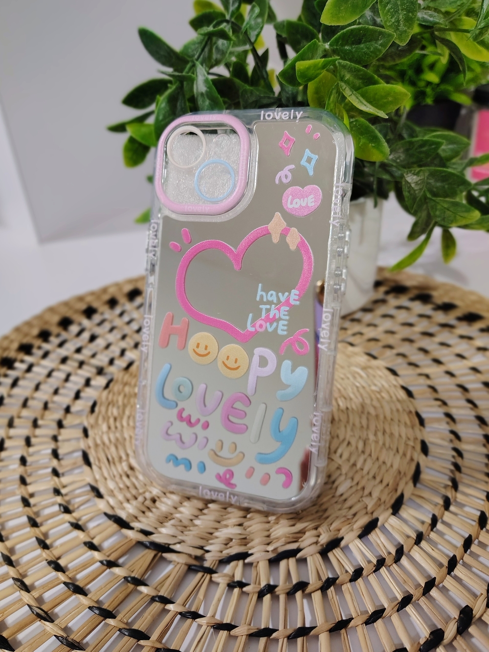 Lovely Happy Love Transparent Pink Accent IPhone 14 Case